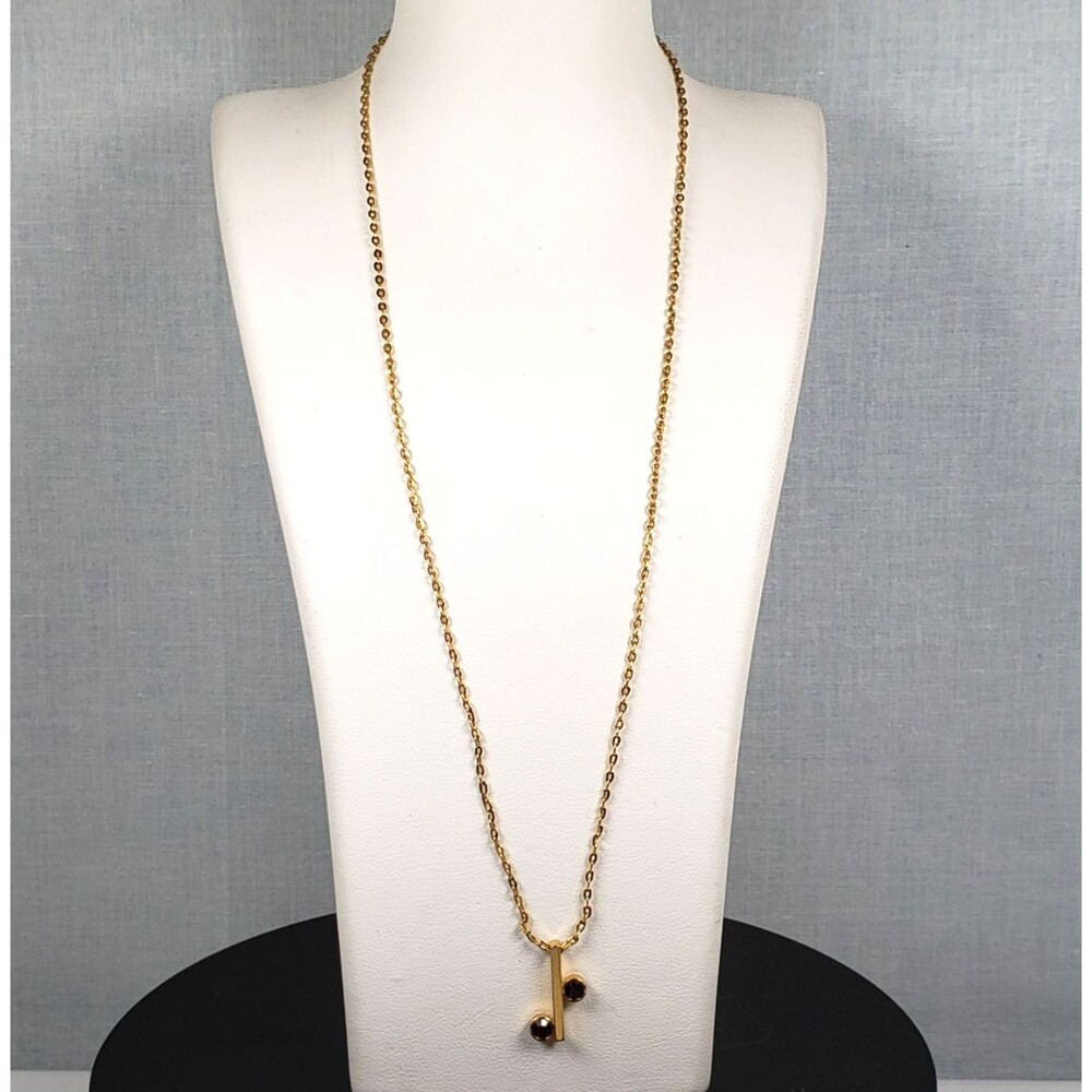 Vintage 1970's Crown Trifari Jewels Gold Birthstone January Garnet Necklace